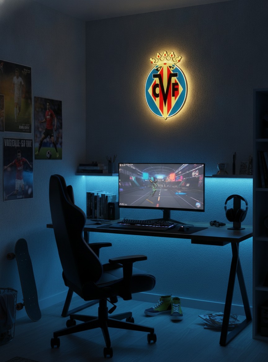 FC Villarreal LED-Leuchtschild Wanddeko Fandeko Geschenk - Mockup