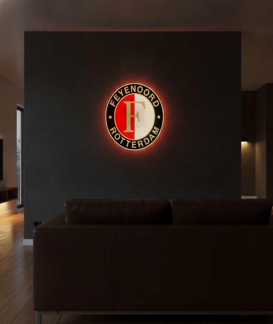Feyenoord Rotterdam LED-Leuchtschild Wanddeko Fandeko Geschenk - Mockup
