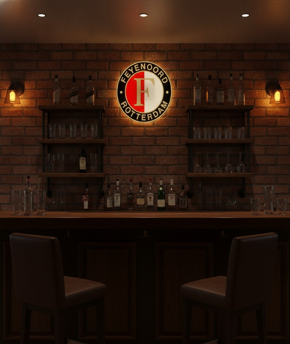 Feyenoord Rotterdam LED-Leuchtschild Wanddeko Fandeko Geschenk - Mockup