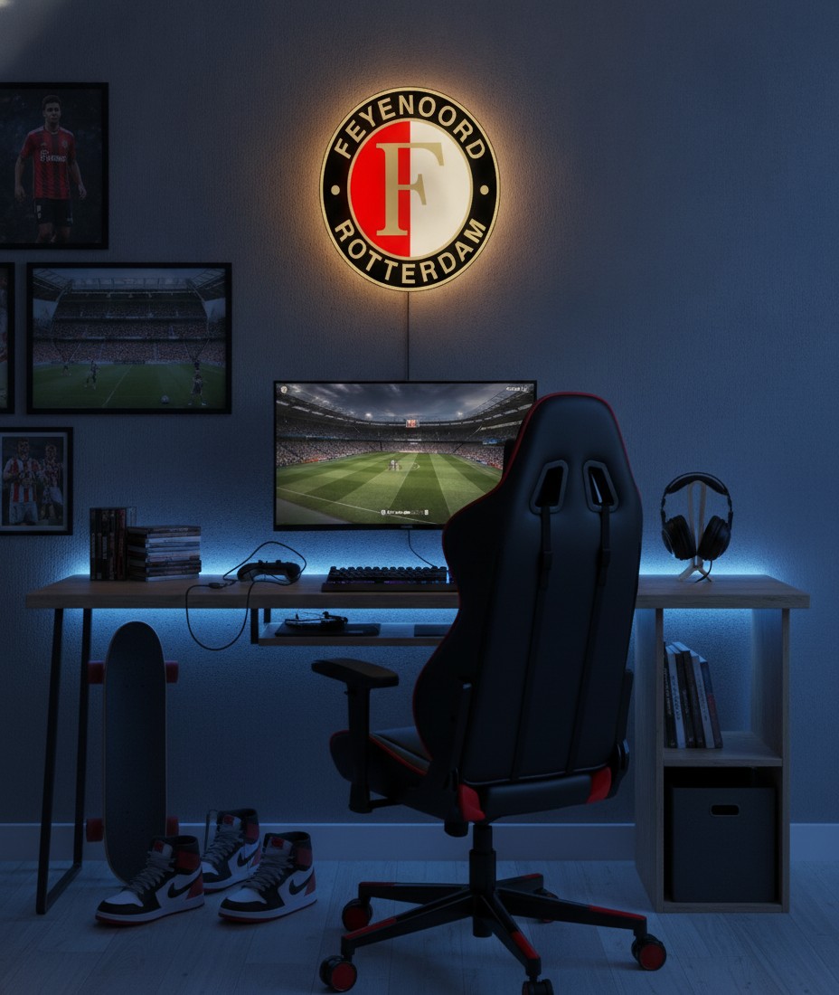 Feyenoord Rotterdam LED-Leuchtschild Wanddeko Fandeko Geschenk - Mockup