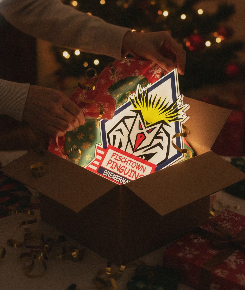 Fischtown Pinguins Bremerhaven LED-Leuchtschild Wanddeko Fandeko Geschenk - Mockup