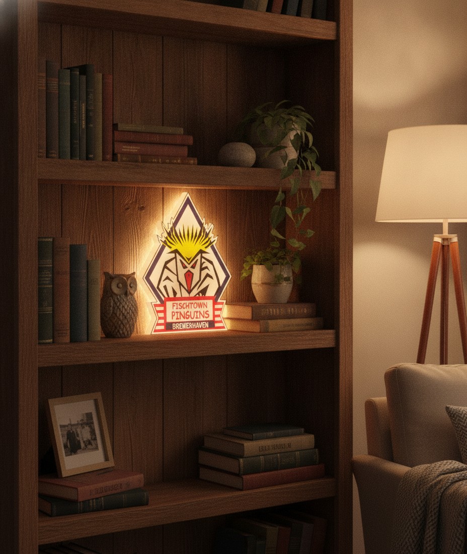 Fischtown Pinguins Bremerhaven LED-Leuchtschild Wanddeko Fandeko Geschenk - Mockup