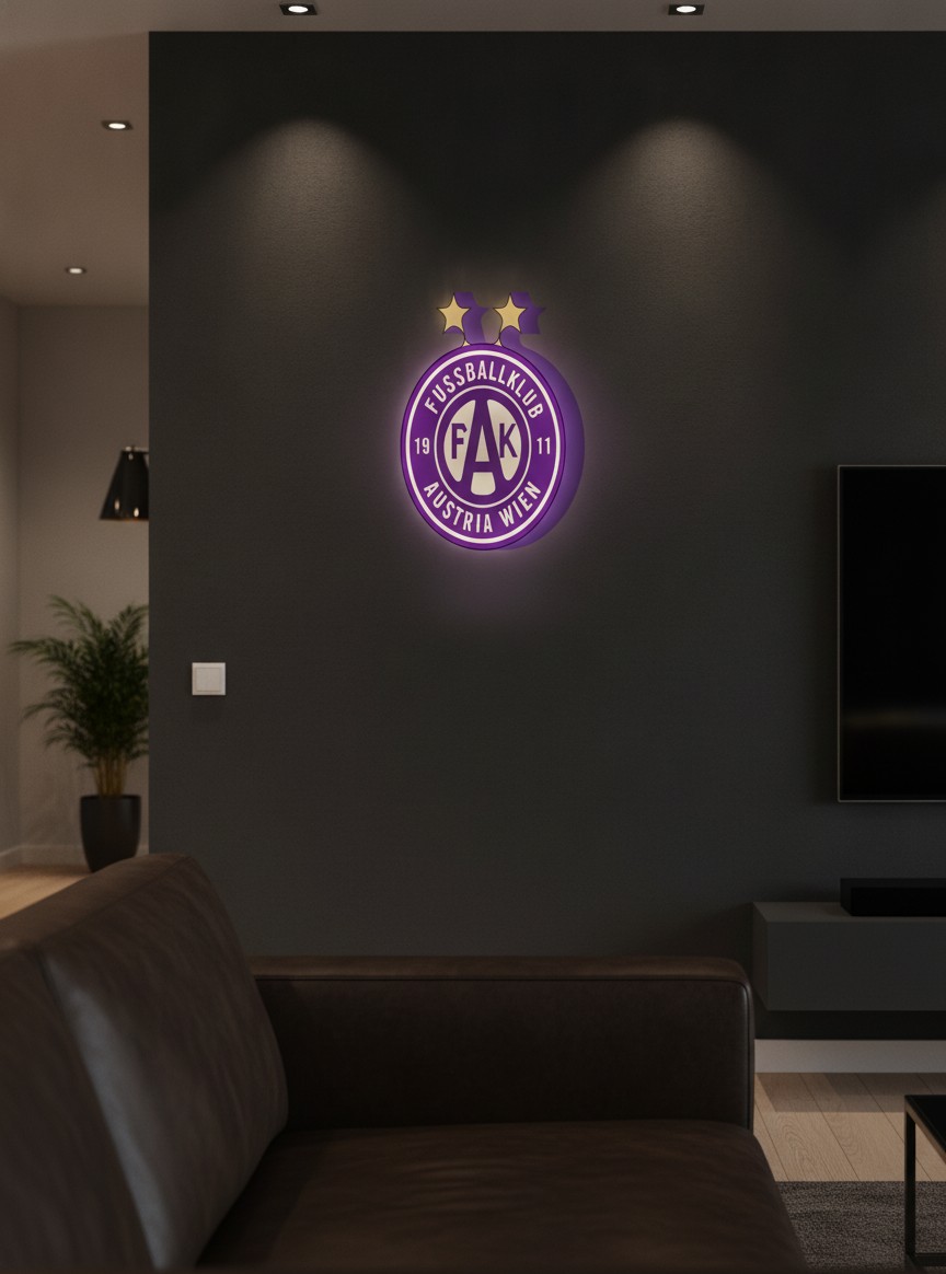FK Austria Wien LED-Leuchtschild Wanddeko Fandeko Geschenk - Mockup