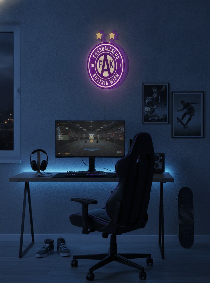 FK Austria Wien LED-Leuchtschild Wanddeko Fandeko Geschenk - Mockup