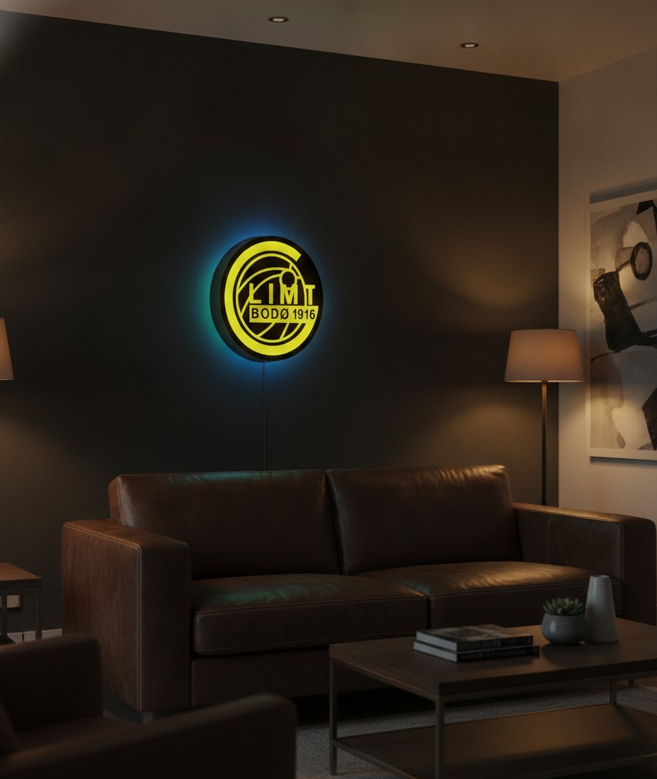 FK Bodø/Glimt LED-Leuchtschild Wanddeko Fandeko Geschenk - Mockup
