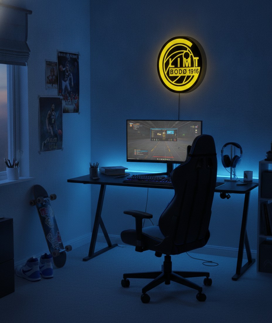 FK Bodø/Glimt LED-Leuchtschild Wanddeko Fandeko Geschenk - Mockup