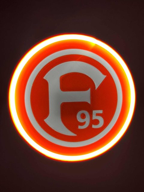Fortuna Düsseldorf LED-Leuchtschild mit 3D-Effekt und warmem Licht