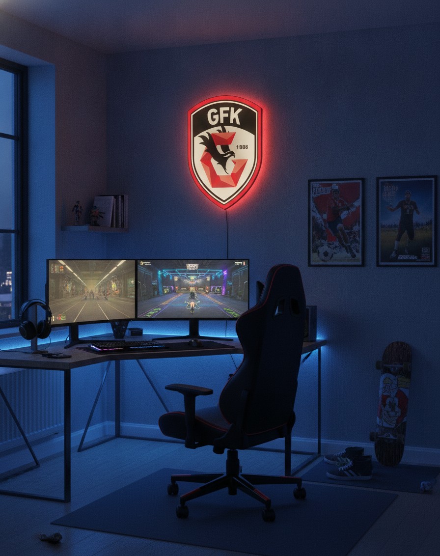 Gaziantep FK LED-Leuchtschild Wanddeko Fandeko Geschenk - Mockup