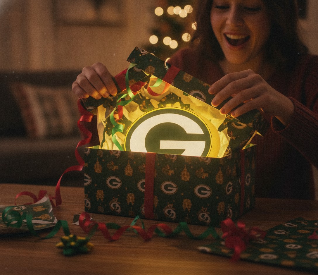 Green Bay Packers LED-Leuchtschild Wanddeko Fandeko Geschenk - Mockup