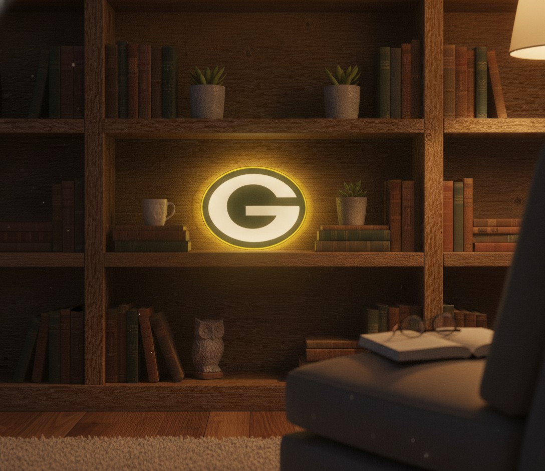 Green Bay Packers LED-Leuchtschild Wanddeko Fandeko Geschenk - Mockup