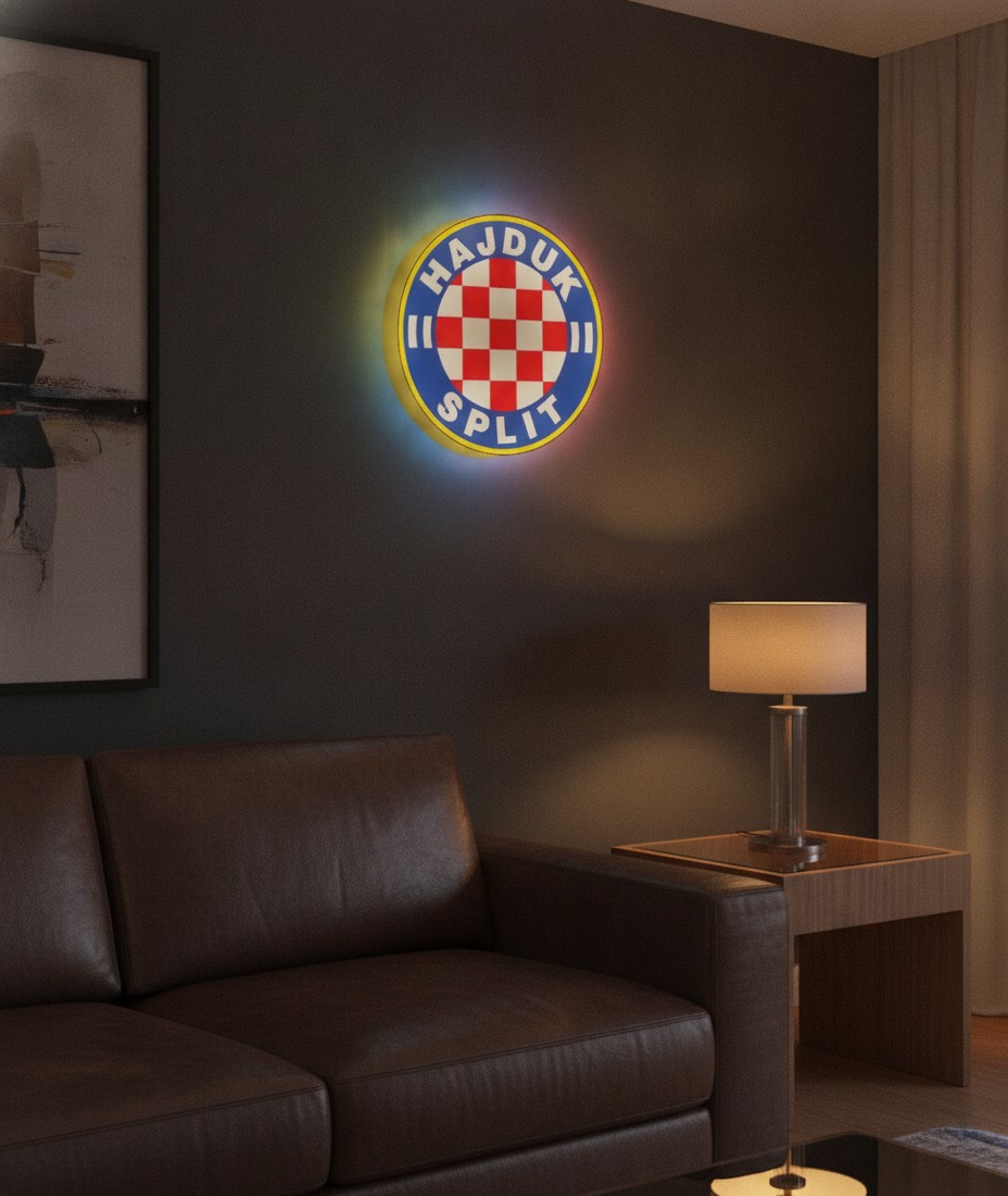 HNK Hajduk Split LED-Leuchtschild Wanddeko Fandeko Geschenk - Mockup