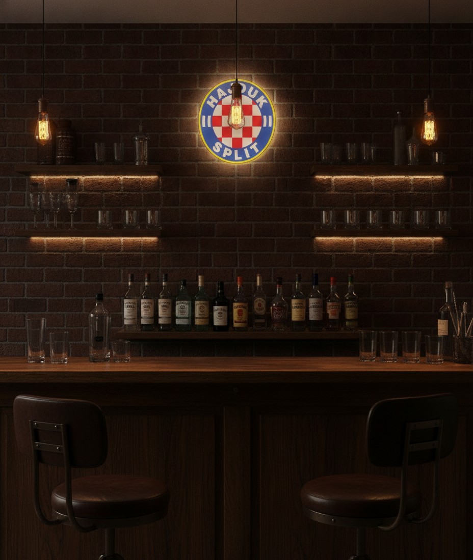 HNK Hajduk Split LED-Leuchtschild Wanddeko Fandeko Geschenk - Mockup