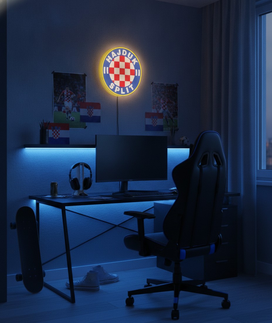 HNK Hajduk Split LED-Leuchtschild Wanddeko Fandeko Geschenk - Mockup
