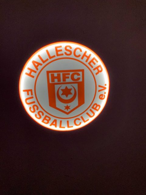 Hallescher FC LED-Leuchtschild mit 3D-Effekt in Größe 24cm und 34cm