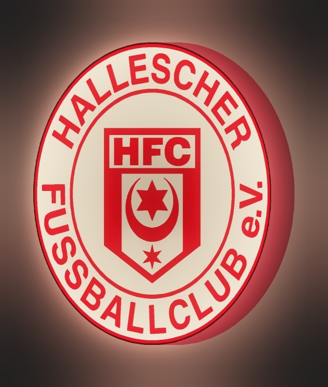 Hallescher FC LED-Leuchtschild leuchtend