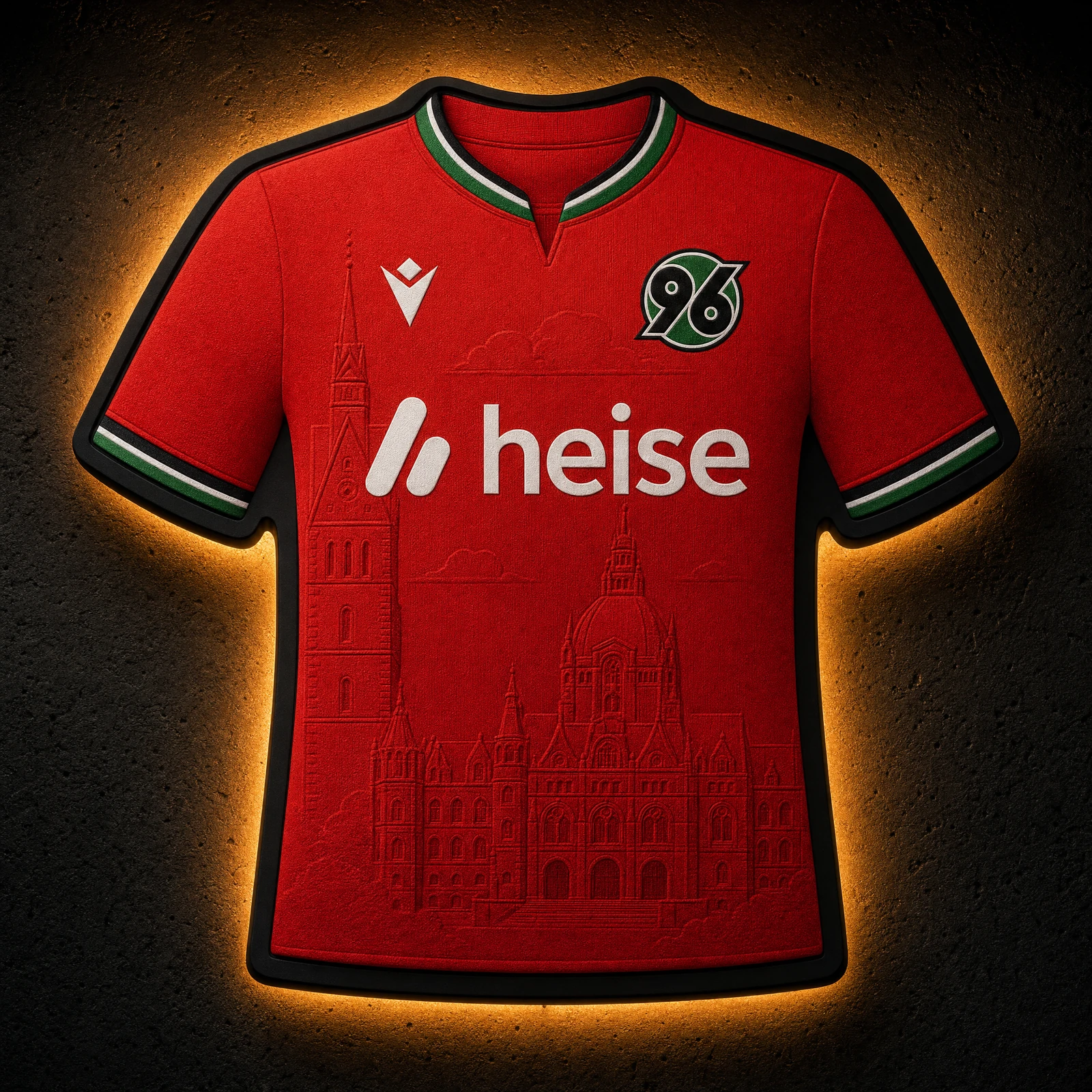 Hannover 96 Heimtrikot 2026/27 LED-Trikot-Lampe — Frontansicht, beleuchtet