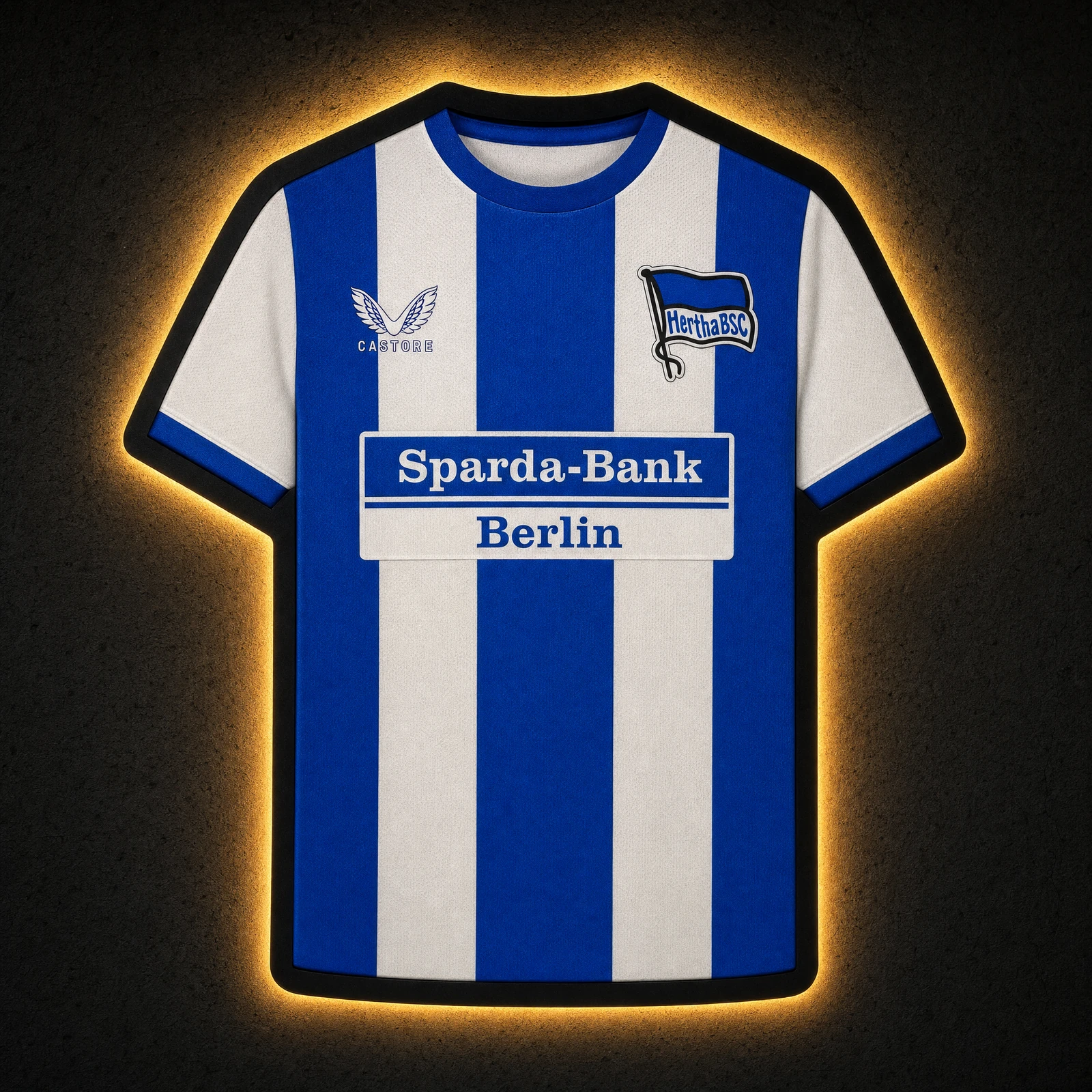 Hertha BSC Heimtrikot 2026/27 LED-Trikot-Lampe — Frontansicht, beleuchtet