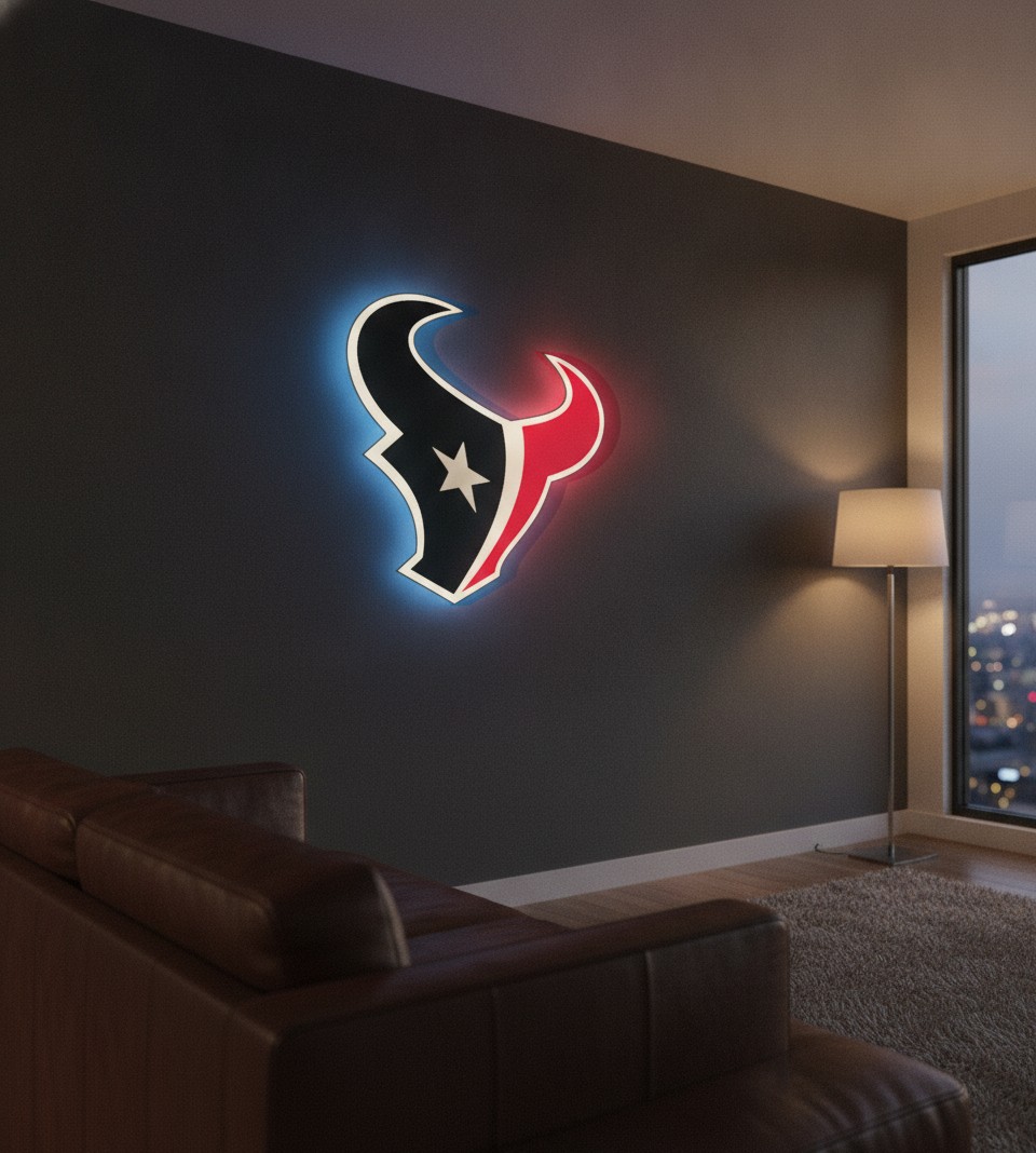 Houston Texans LED-Leuchtschild Wanddeko Fandeko Geschenk - Mockup
