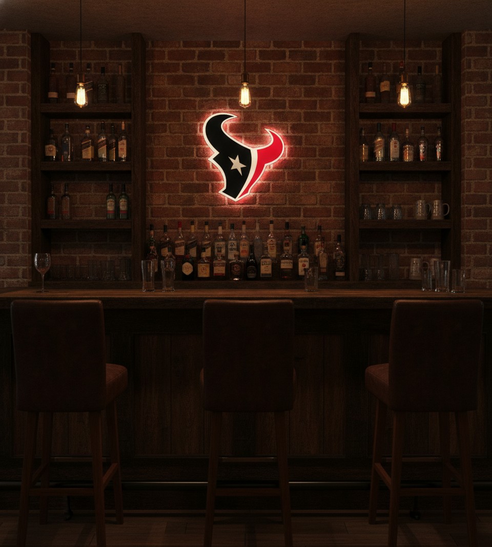 Houston Texans LED-Leuchtschild Wanddeko Fandeko Geschenk - Mockup