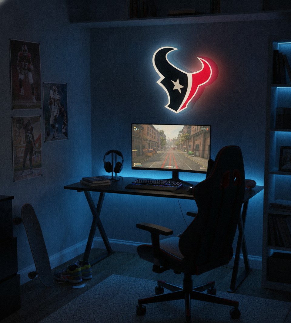 Houston Texans LED-Leuchtschild Wanddeko Fandeko Geschenk - Mockup