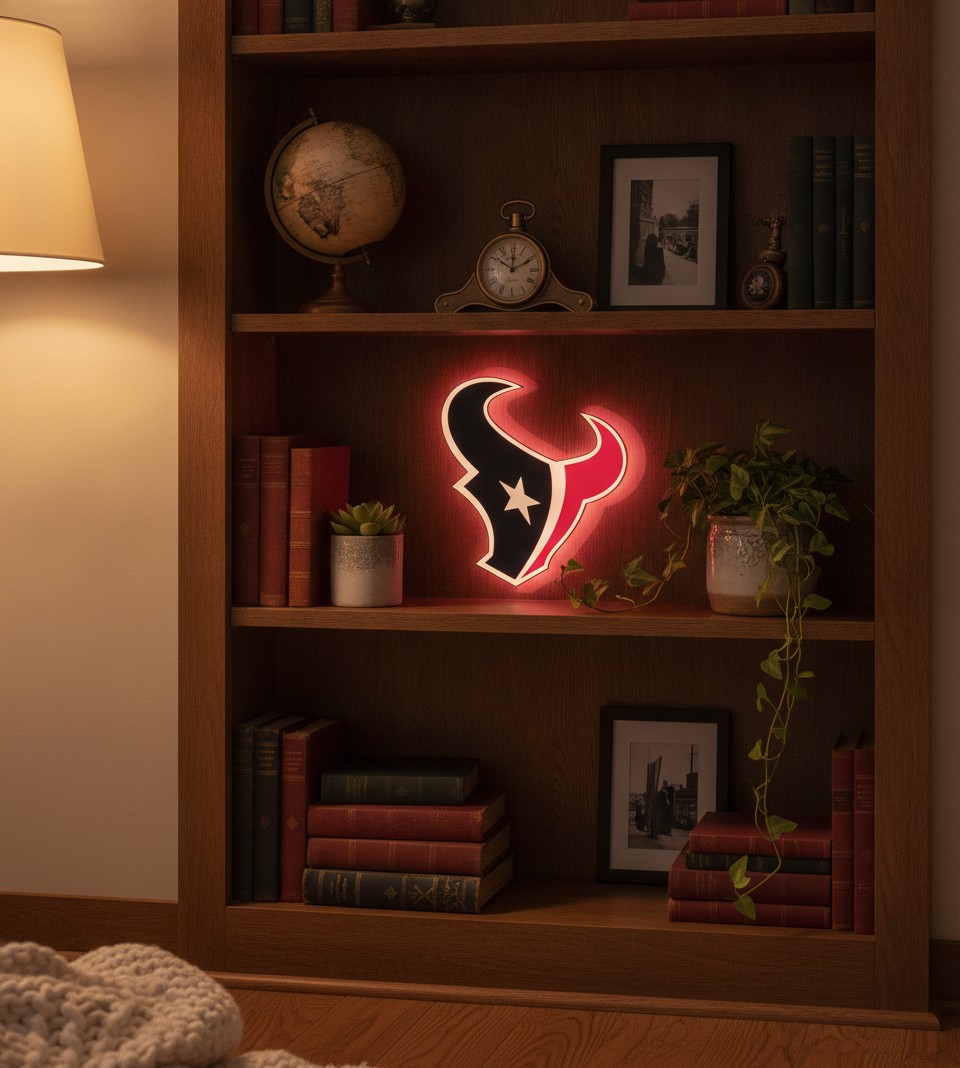 Houston Texans LED-Leuchtschild Wanddeko Fandeko Geschenk - Mockup