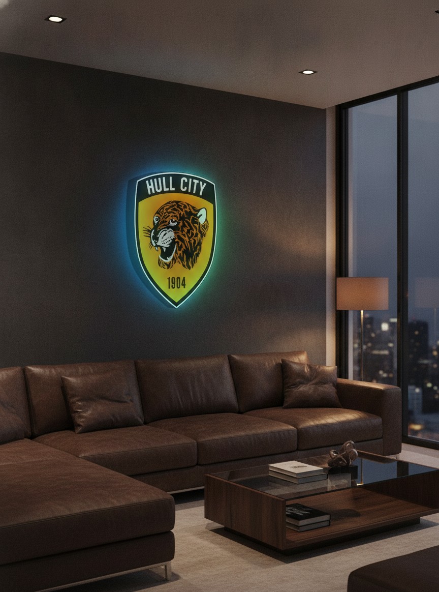 Hull City LED-Leuchtschild Wanddeko Fandeko Geschenk - Mockup