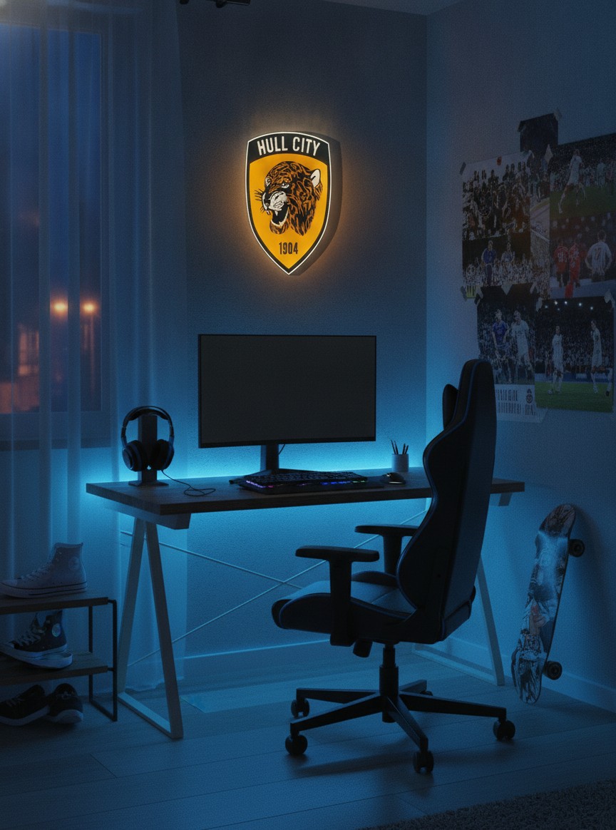 Hull City LED-Leuchtschild Wanddeko Fandeko Geschenk - Mockup