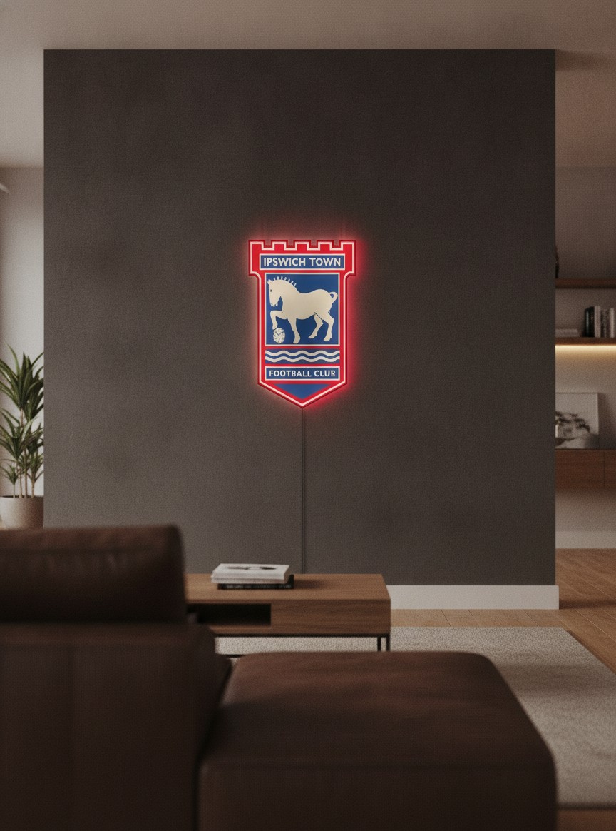 Ipswich Town LED-Leuchtschild Wanddeko Fandeko Geschenk - Mockup