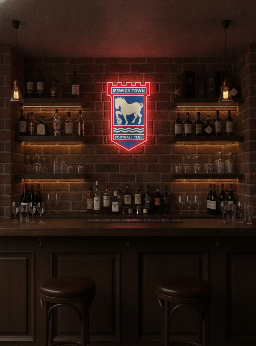 Ipswich Town LED-Leuchtschild Wanddeko Fandeko Geschenk - Mockup