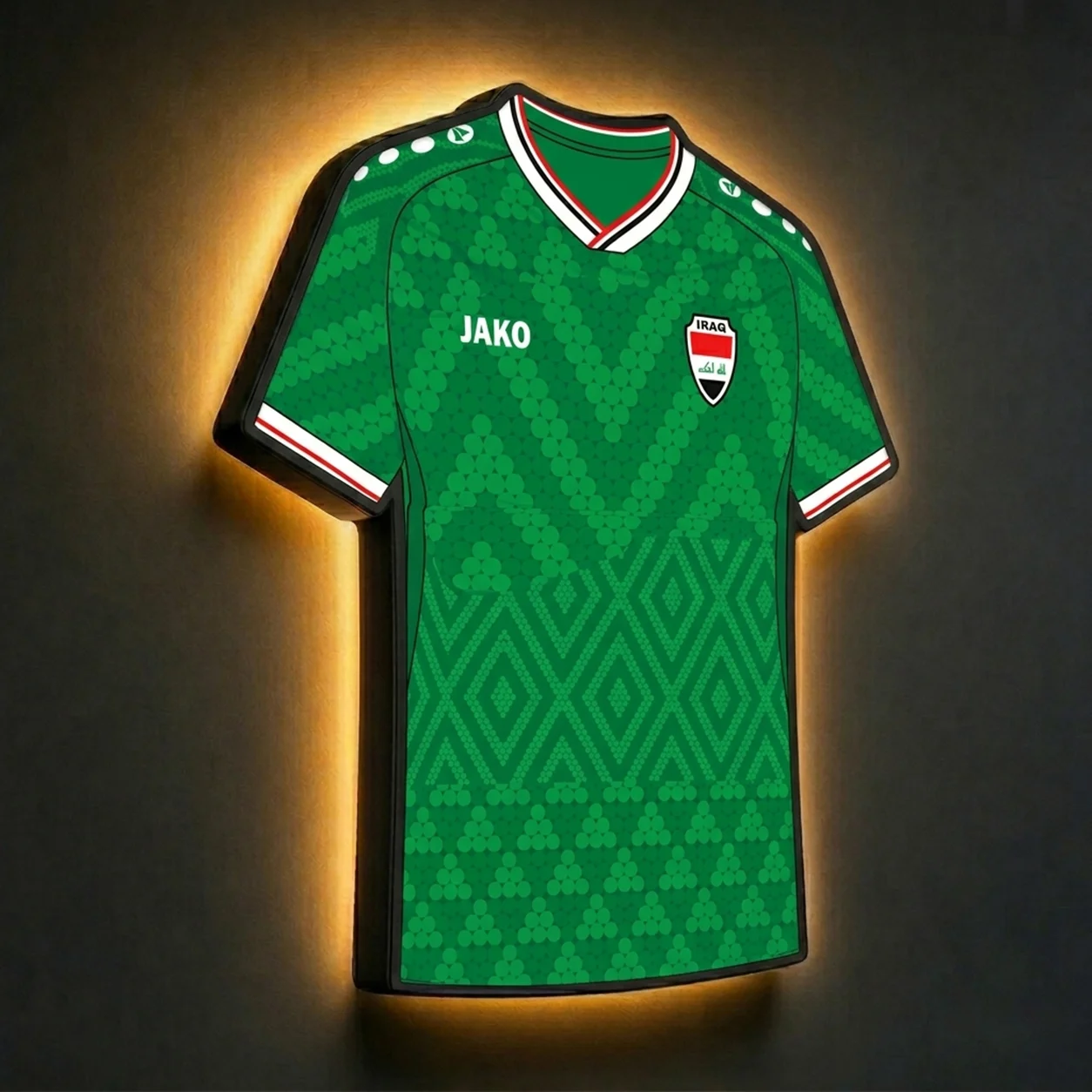 Irak WM 2026 LED-Trikot-Lampe (personalisiert mit Wunschname + Nummer)