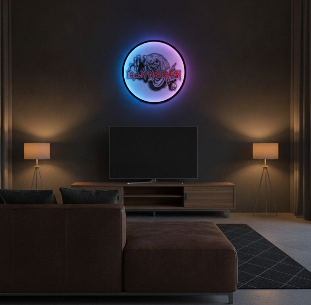 Iron Maiden LED-Leuchtschild Wanddeko Musik-Deko Geschenk - Mockup