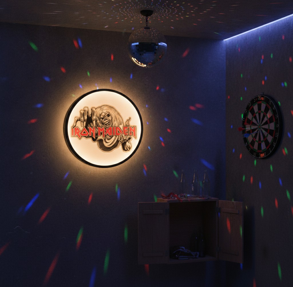 Iron Maiden LED-Leuchtschild Wanddeko Musik-Deko Geschenk - Mockup