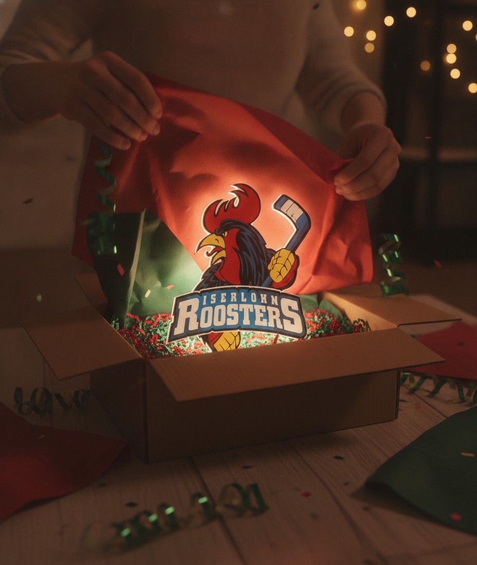 Iserlohn Roosters LED-Leuchtschild Wanddeko Fandeko Geschenk - Mockup