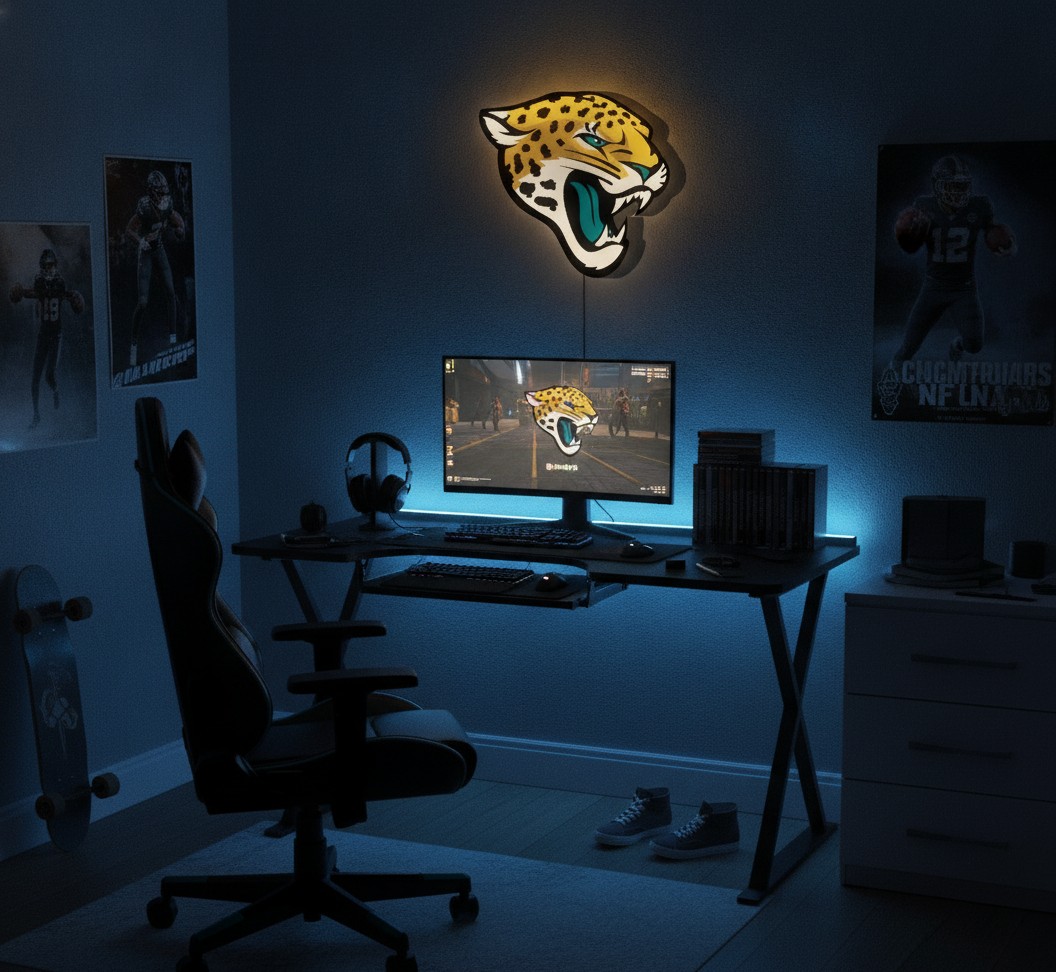 Jacksonville Jaguars LED-Leuchtschild Wanddeko Fandeko Geschenk - Mockup