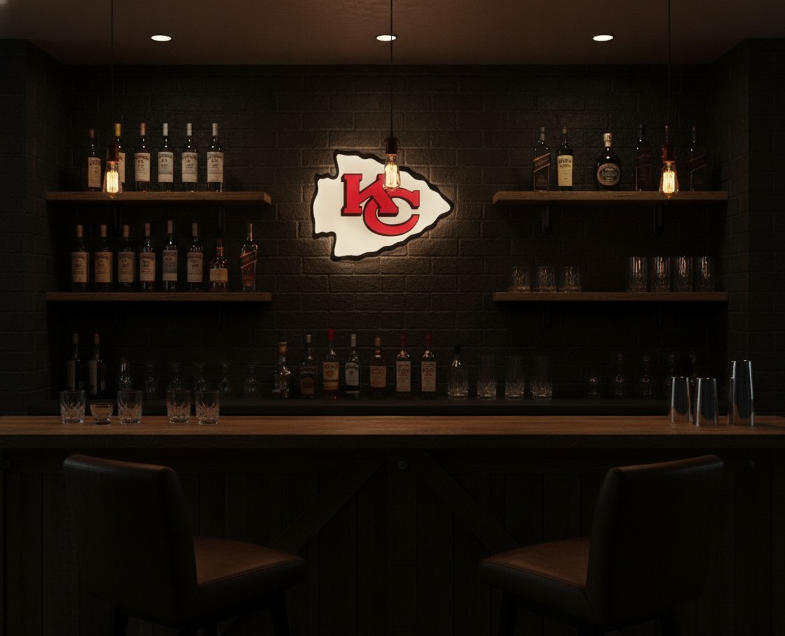 Kansas City Chiefs LED-Leuchtschild Wanddeko Fandeko Geschenk - Mockup