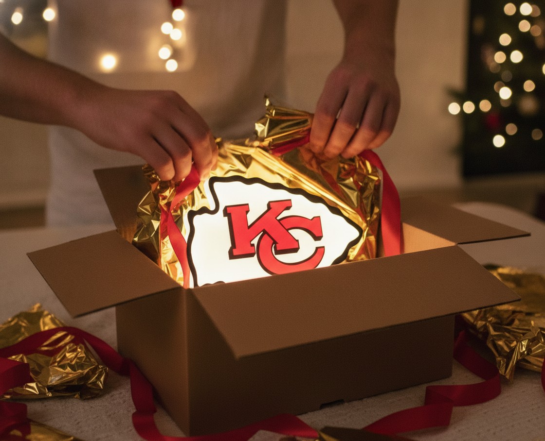 Kansas City Chiefs LED-Leuchtschild Wanddeko Fandeko Geschenk - Mockup