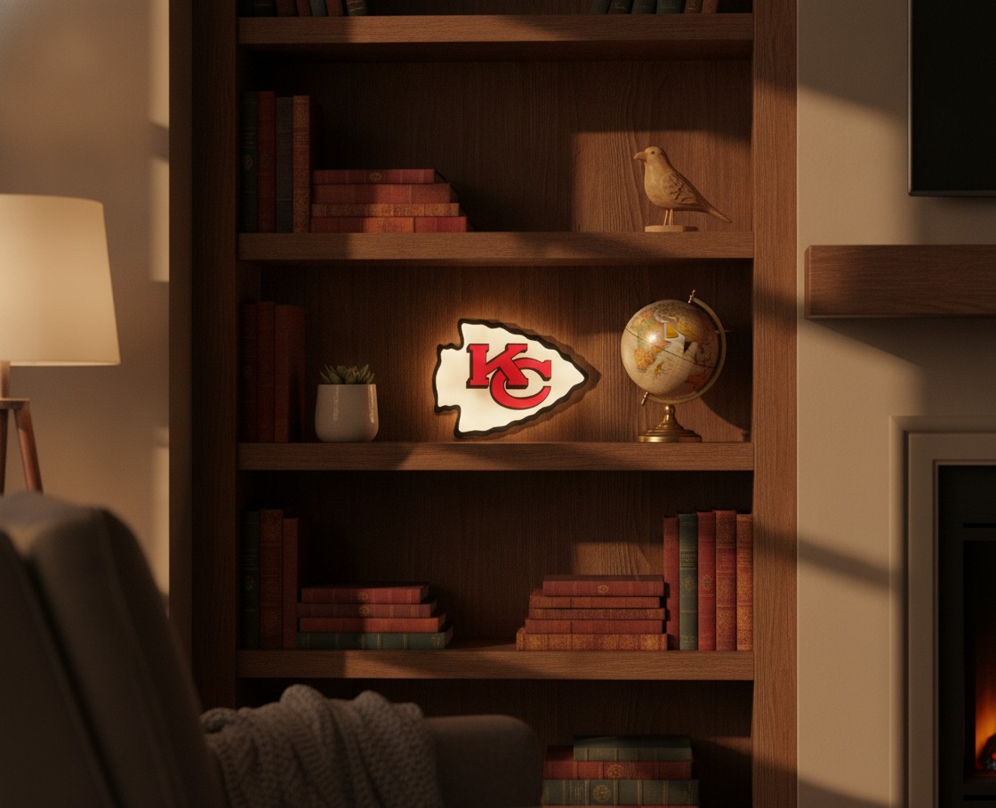 Kansas City Chiefs LED-Leuchtschild Wanddeko Fandeko Geschenk - Mockup