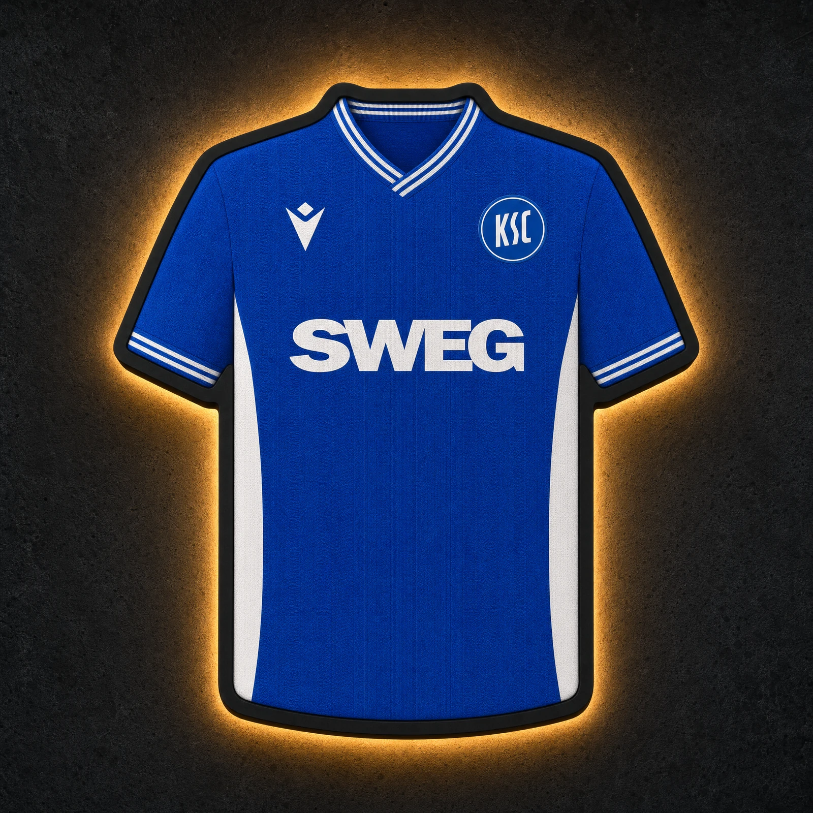 Karlsruher SC Heimtrikot 2026/27 LED-Trikot-Lampe — Frontansicht, beleuchtet