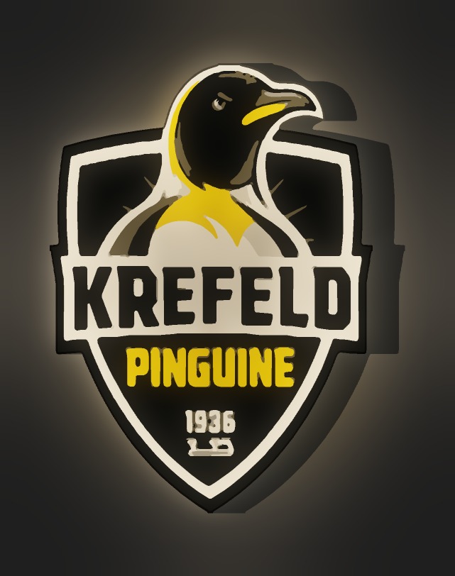 Krefeld Pinguine LED-Leuchtschild leuchtend – Seitenansicht