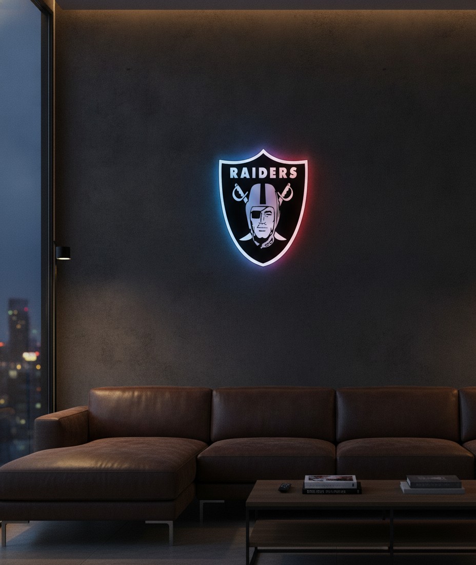 Las Vegas Raiders LED-Leuchtschild Wanddeko Fandeko Geschenk - Mockup