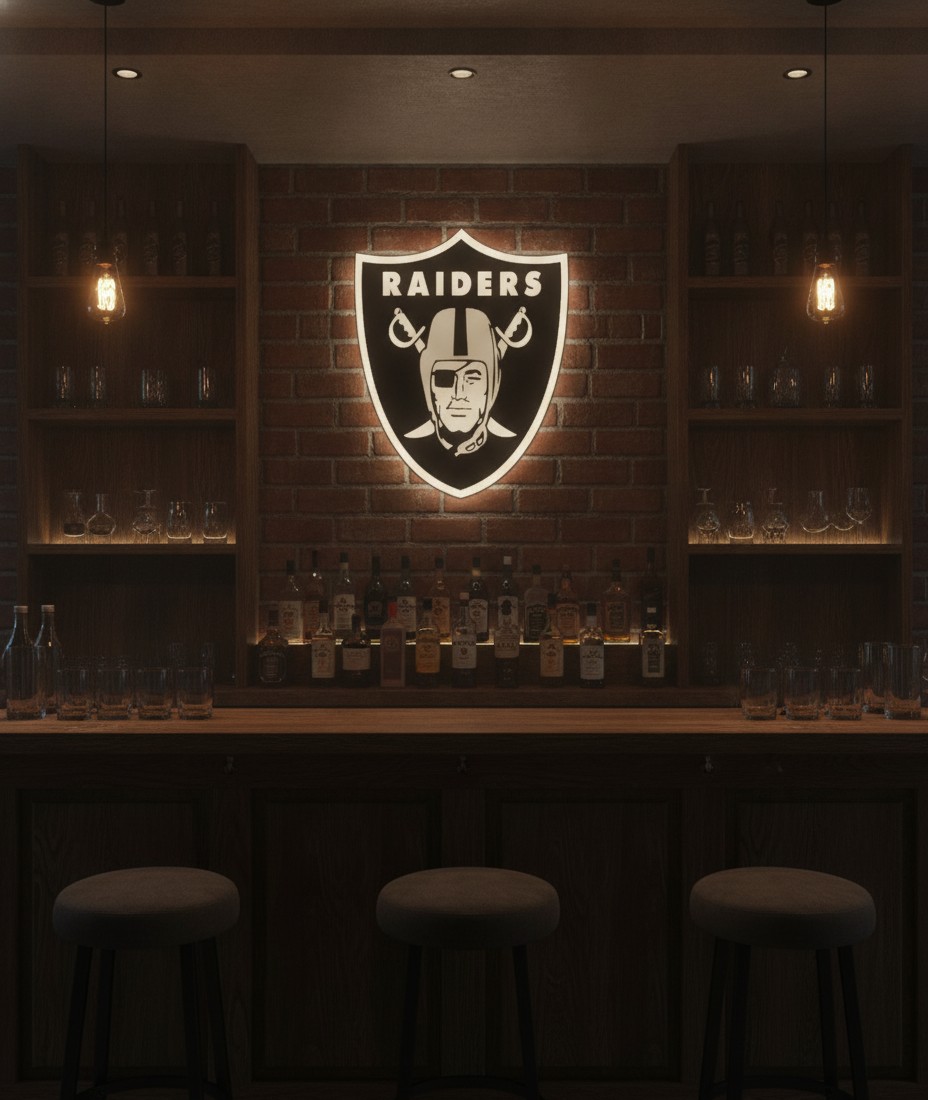 Las Vegas Raiders LED-Leuchtschild Wanddeko Fandeko Geschenk - Mockup