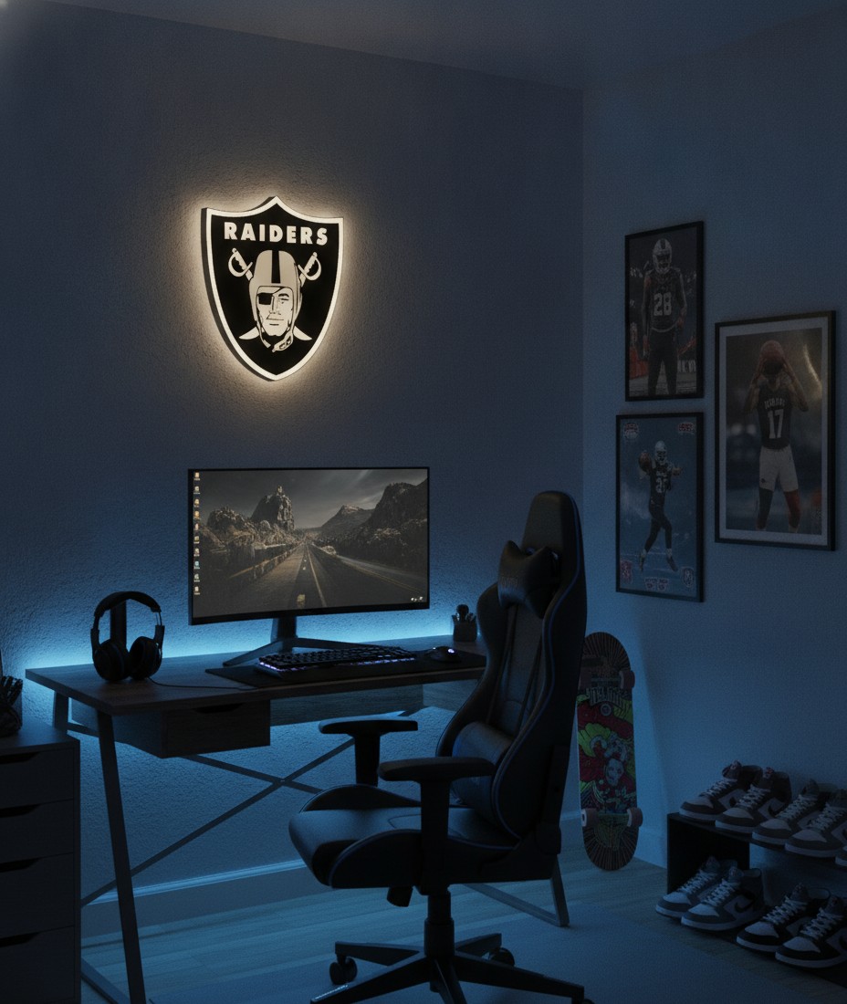 Las Vegas Raiders LED-Leuchtschild Wanddeko Fandeko Geschenk - Mockup