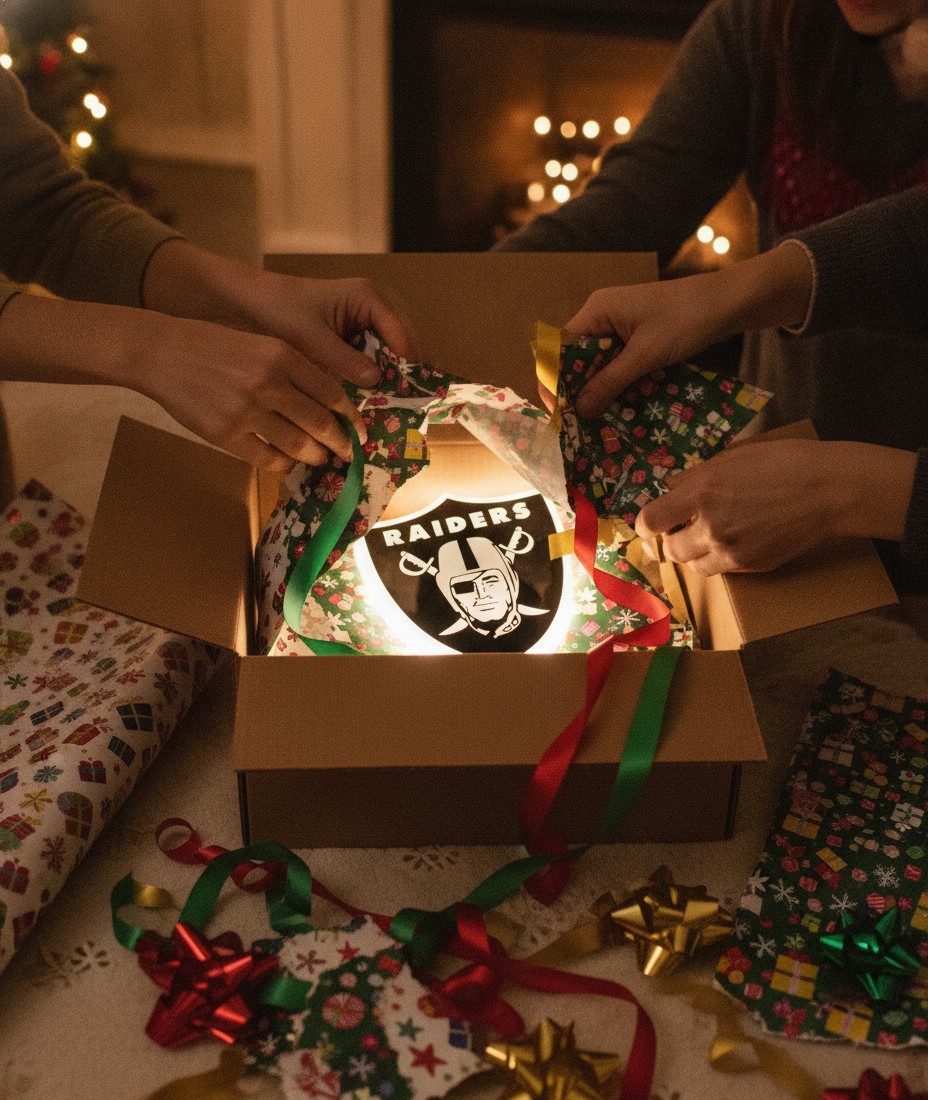 Las Vegas Raiders LED-Leuchtschild Wanddeko Fandeko Geschenk - Mockup