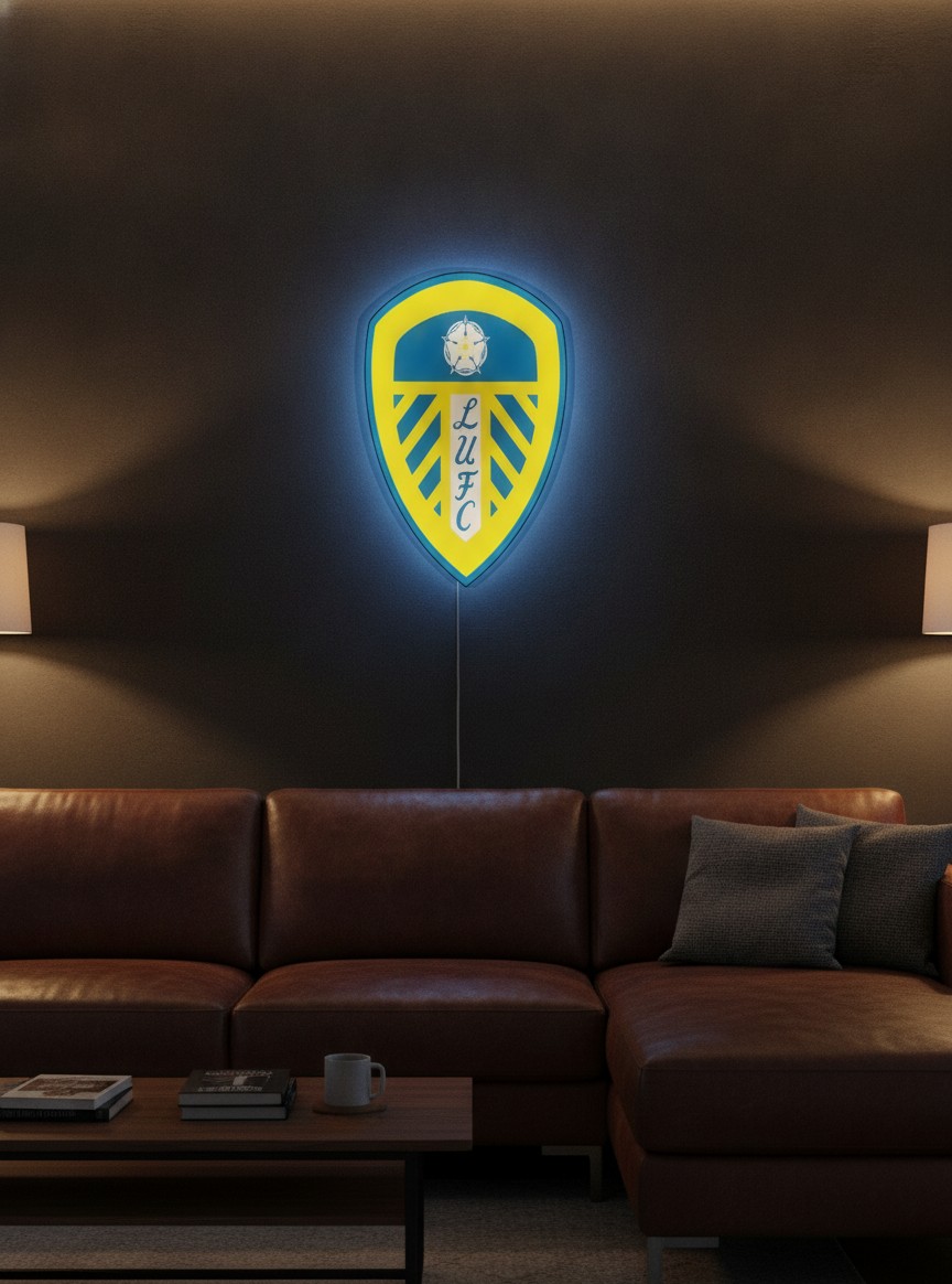 Leeds United LED-Leuchtschild Wanddeko Fandeko Geschenk - Mockup