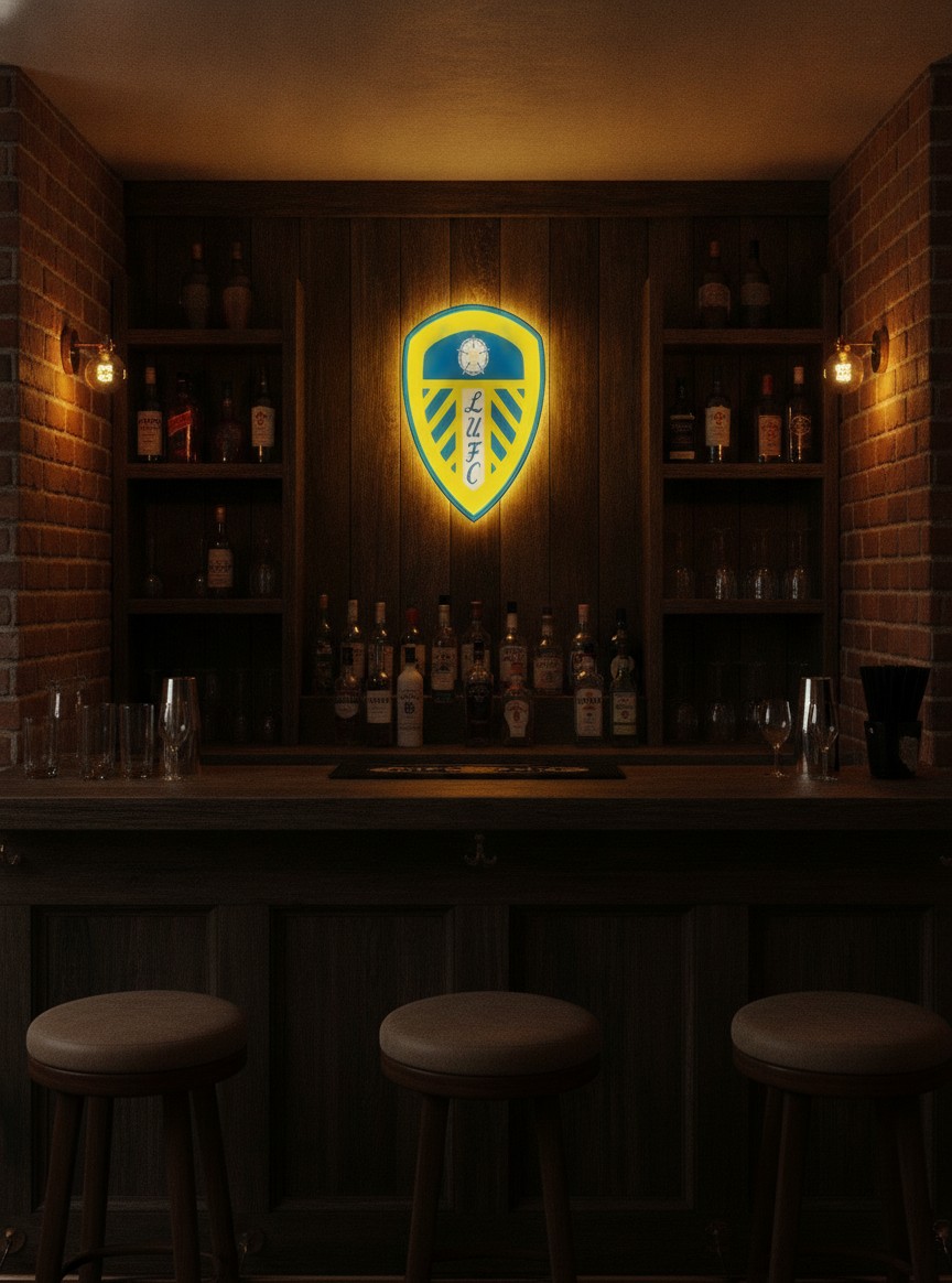 Leeds United LED-Leuchtschild Wanddeko Fandeko Geschenk - Mockup