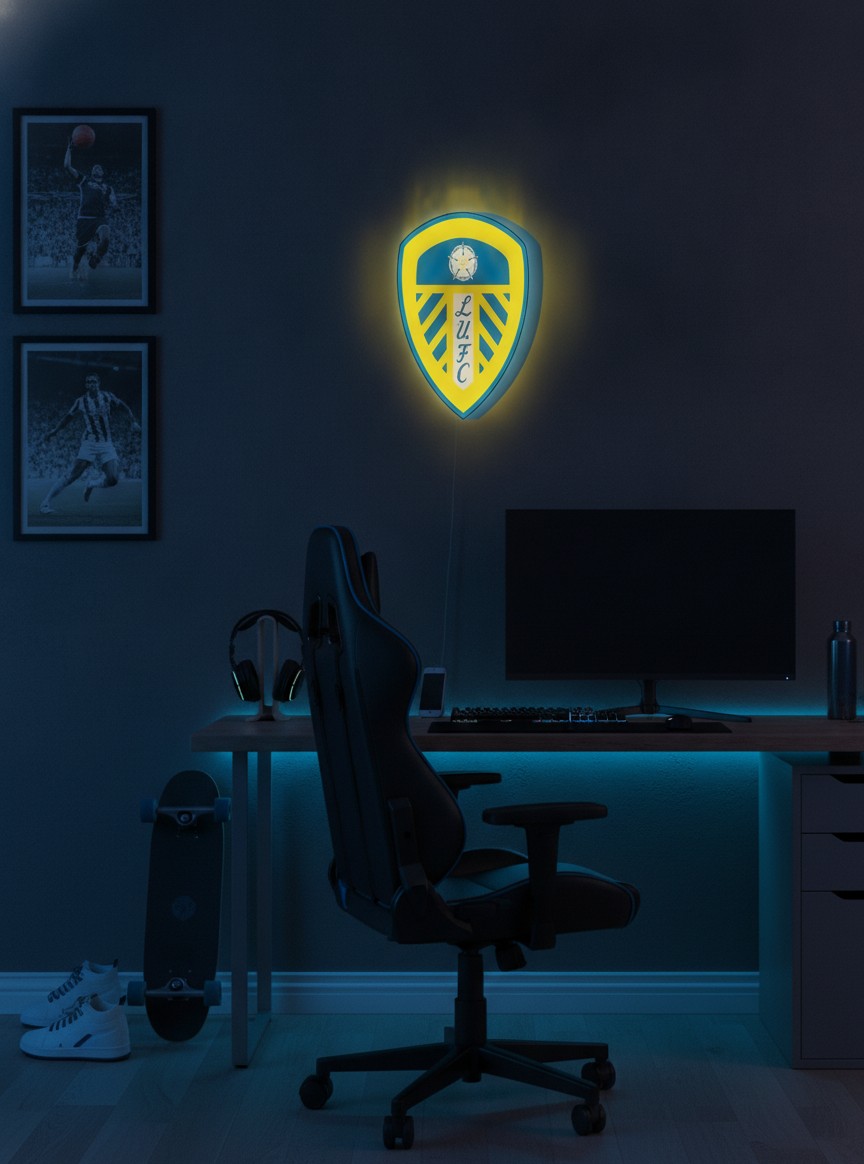 Leeds United LED-Leuchtschild Wanddeko Fandeko Geschenk - Mockup