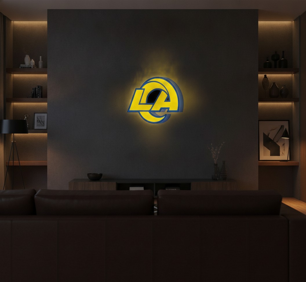 Los Angeles Rams LED-Leuchtschild Wanddeko Fandeko Geschenk - Mockup