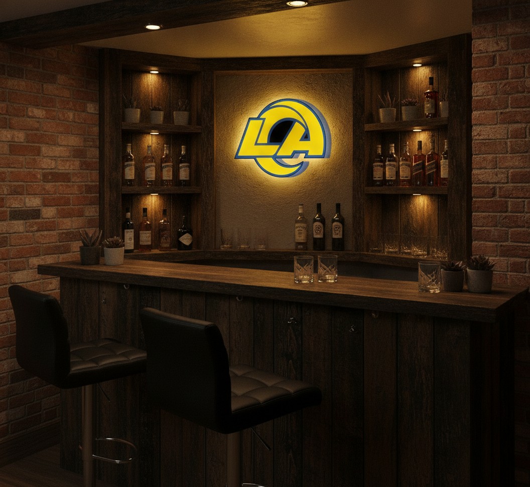 Los Angeles Rams LED-Leuchtschild Wanddeko Fandeko Geschenk - Mockup