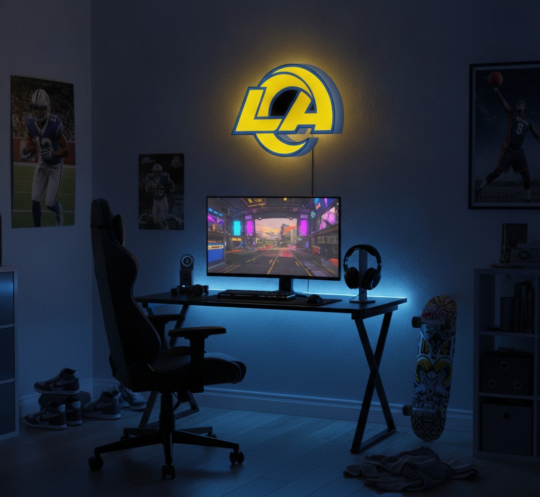 Los Angeles Rams LED-Leuchtschild Wanddeko Fandeko Geschenk - Mockup