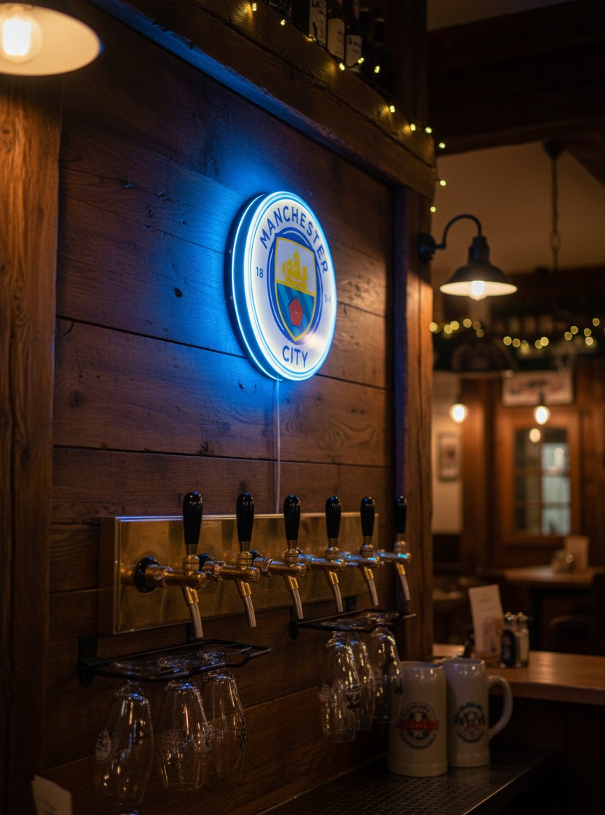 Manchester City LED-Lampe Wanddeko Fanartikel Geschenk - Mockup